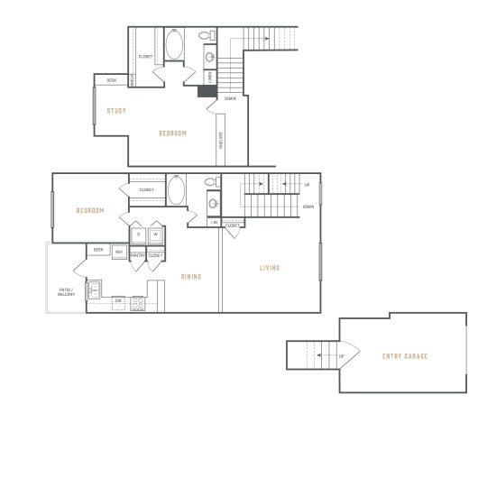 floor plan for the two bedroom apartment at The  Ellington