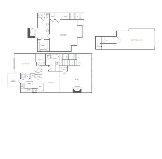 floor plan for the two bedroom apartment at The  Ellington